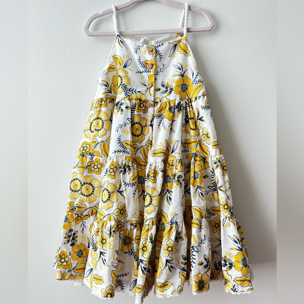 Toddler blue and yellow floral dress